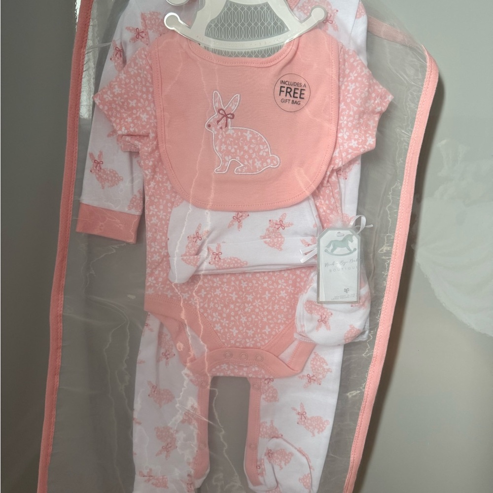 3-6 months Pink Bunny Baby Outfit Set